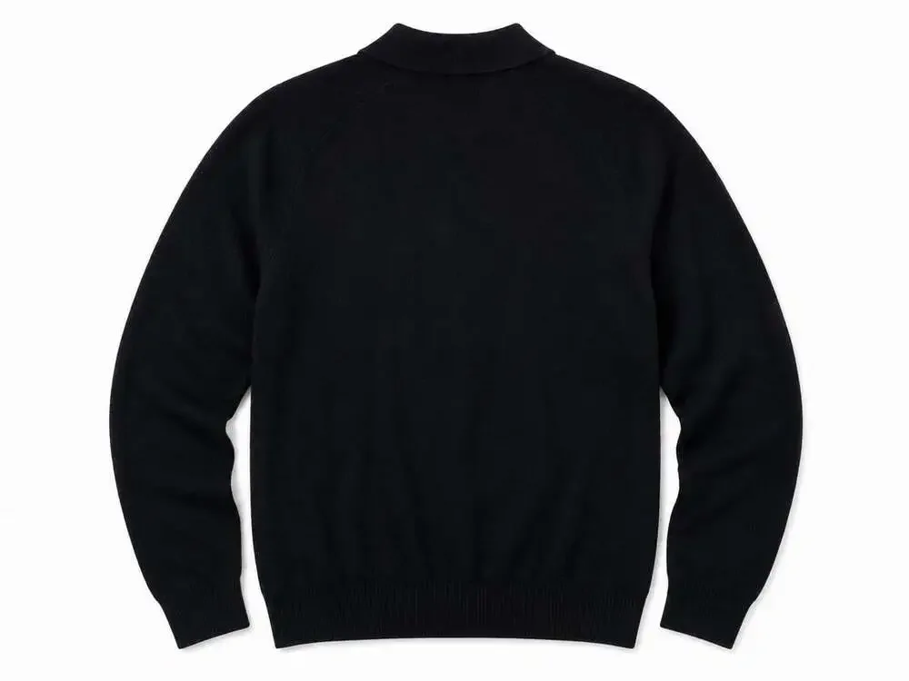 Banana Republic Viaggio Cashmere Polo Sweater Mens L Black 100% Cashmere
